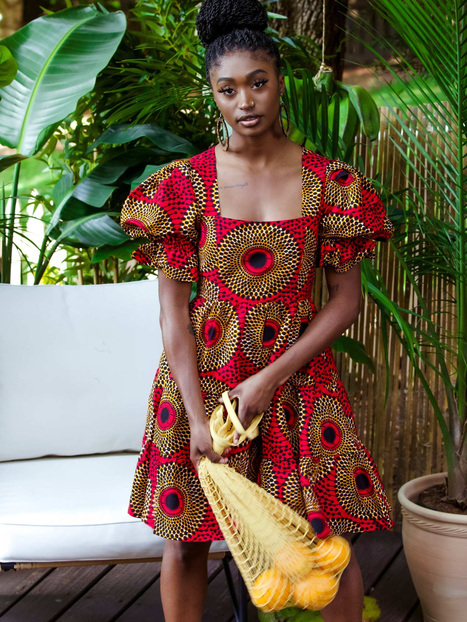 Summer Batik Dress: Red