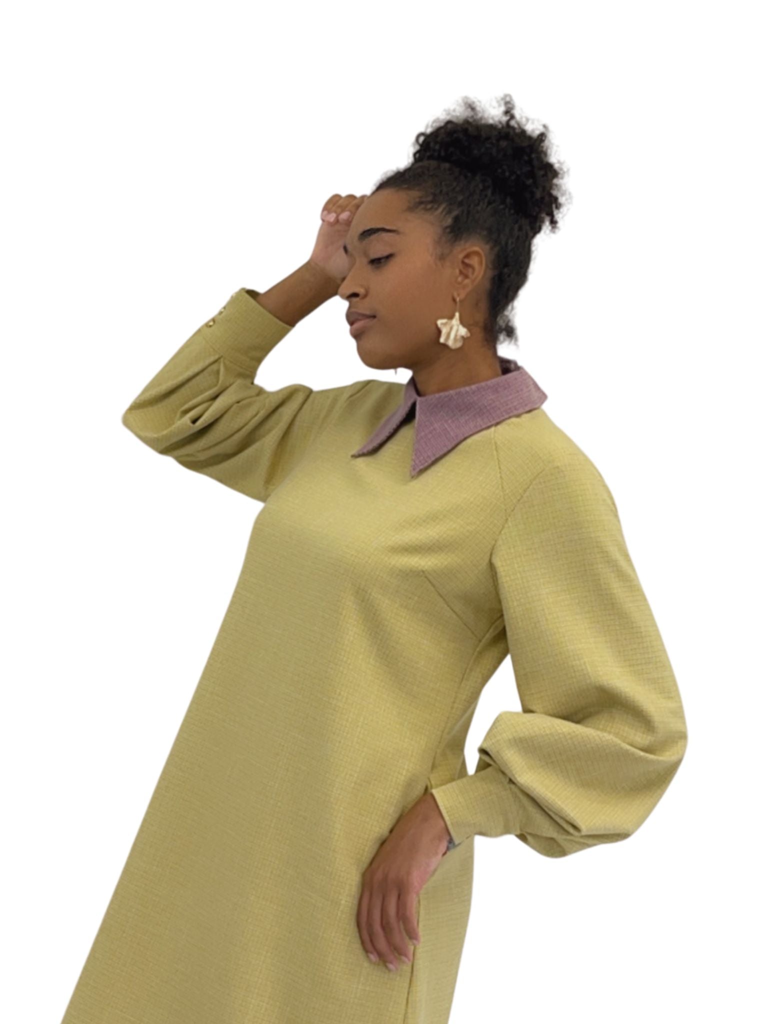 Wool Mini Dress with Contrast Collar
