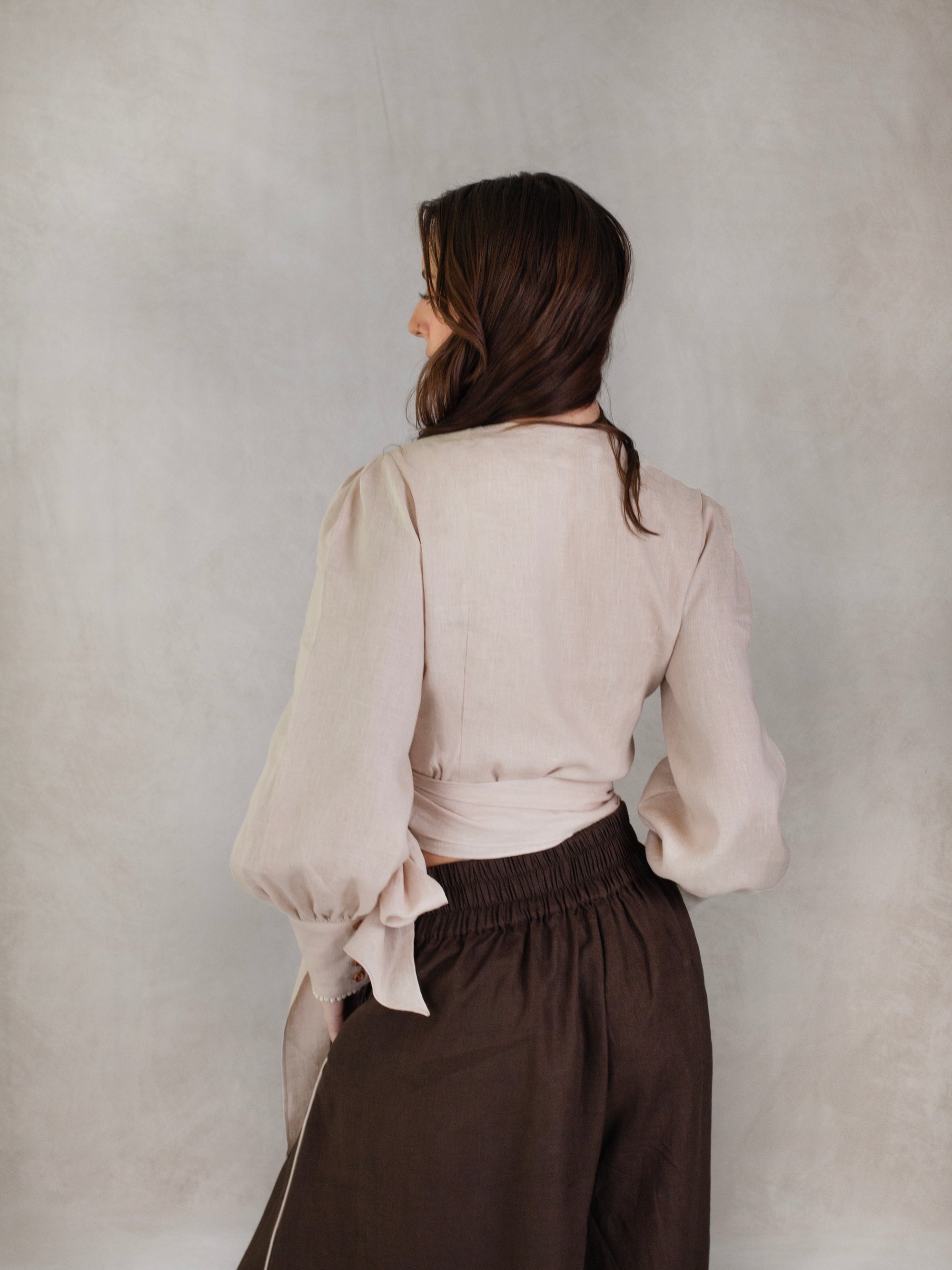 Savanna Linen Wrap Top