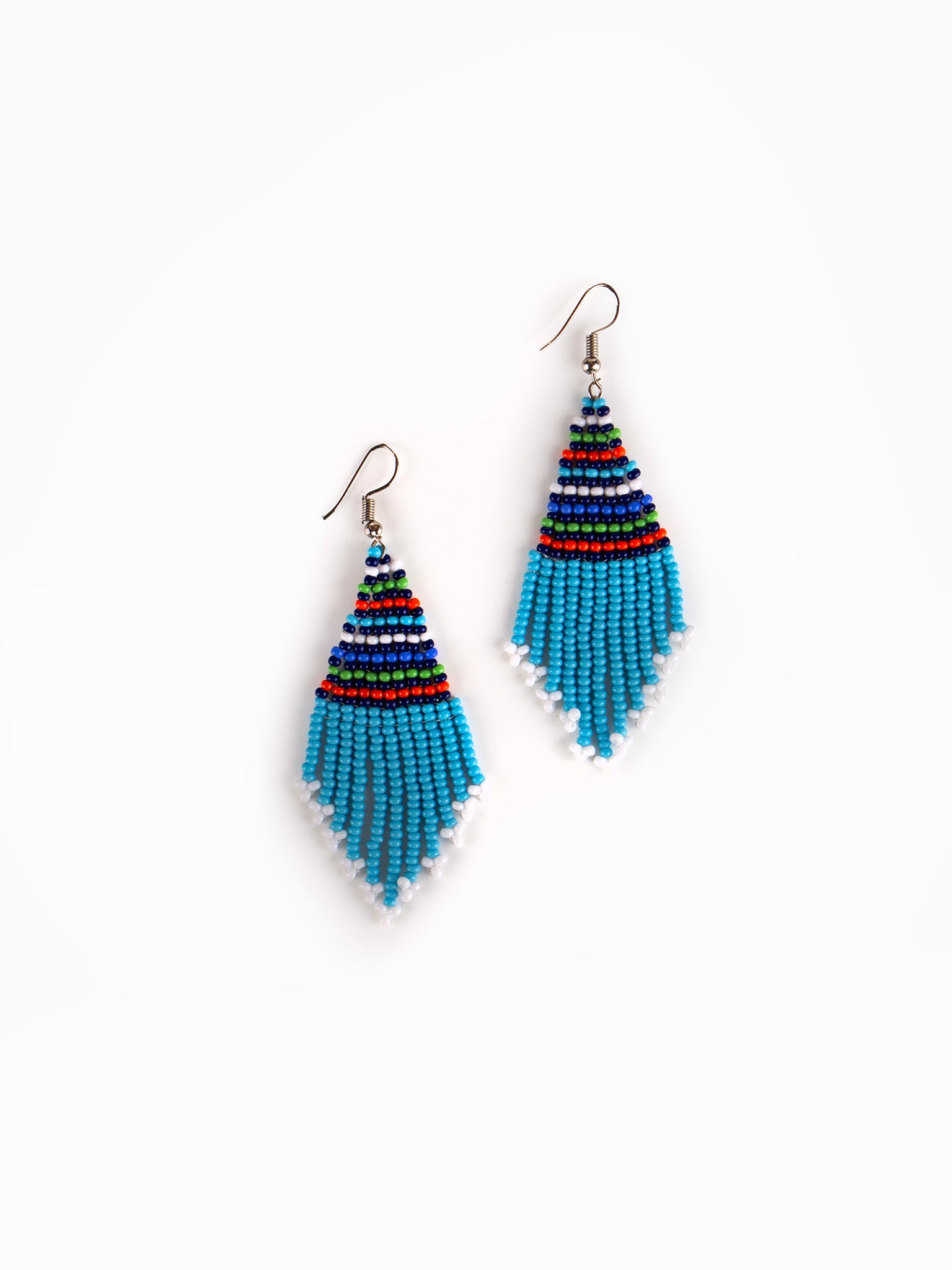 Turquoise Beaded Tassel Earrings