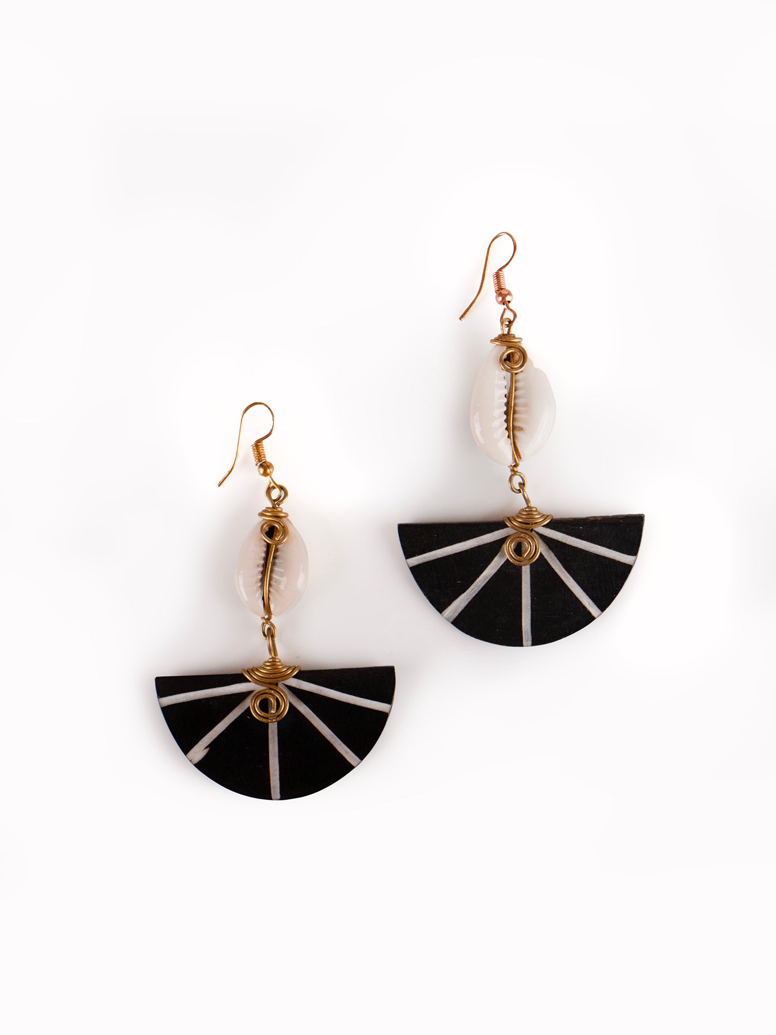 Cowrie & Sunburst Fan Earrings
