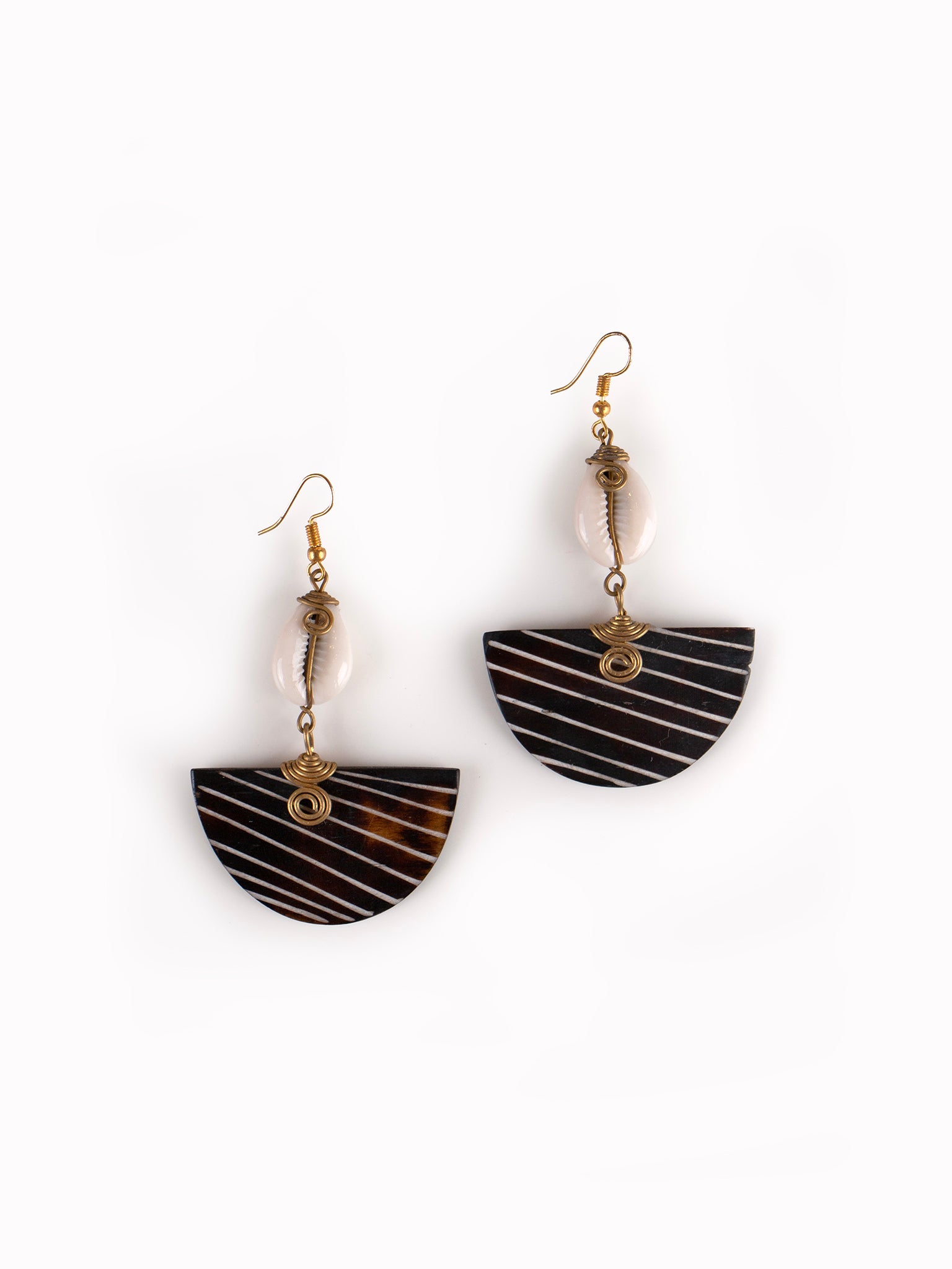 Striped Shell Fan Earrings