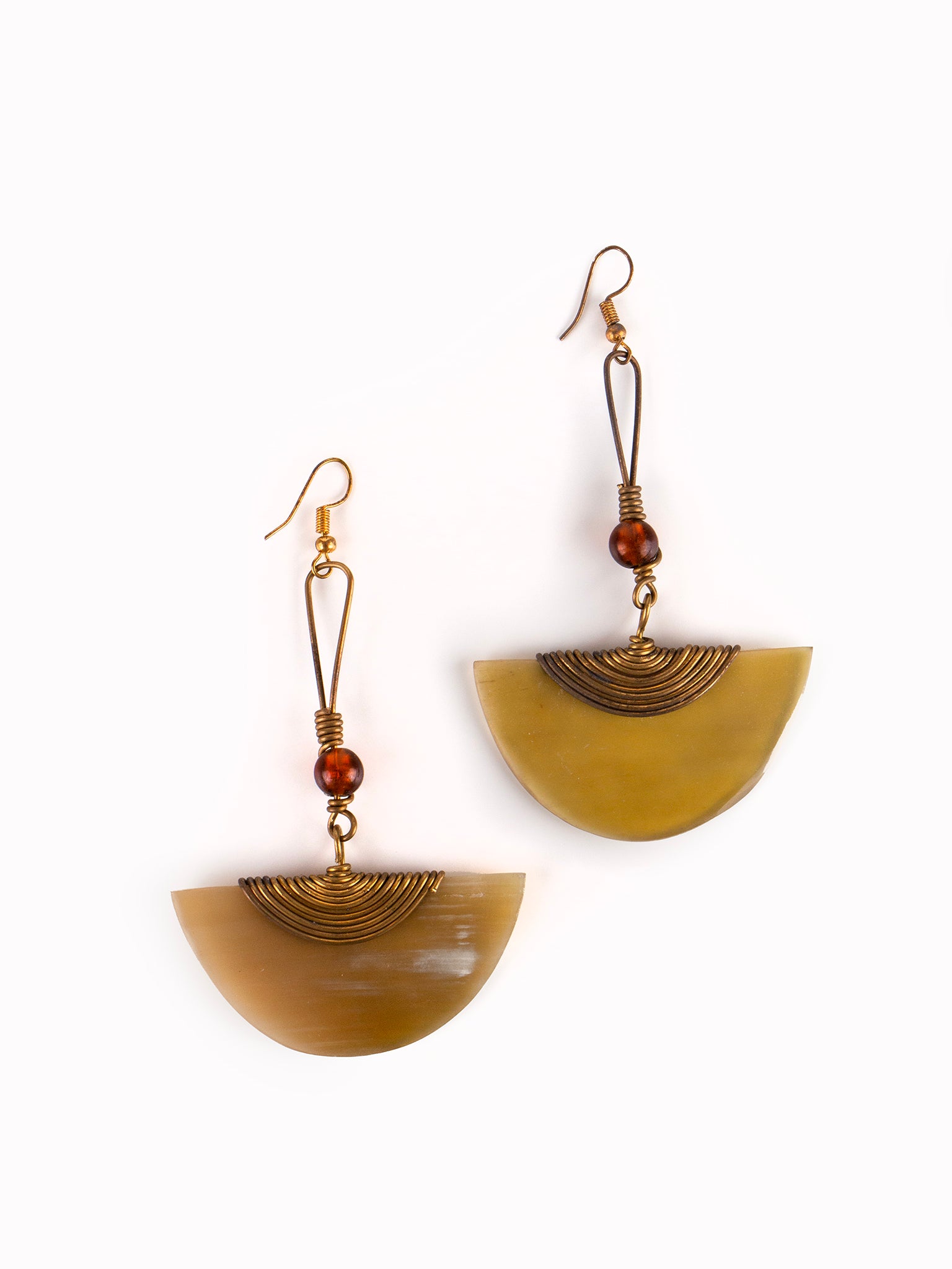 Amber & Horn Fan Earrings