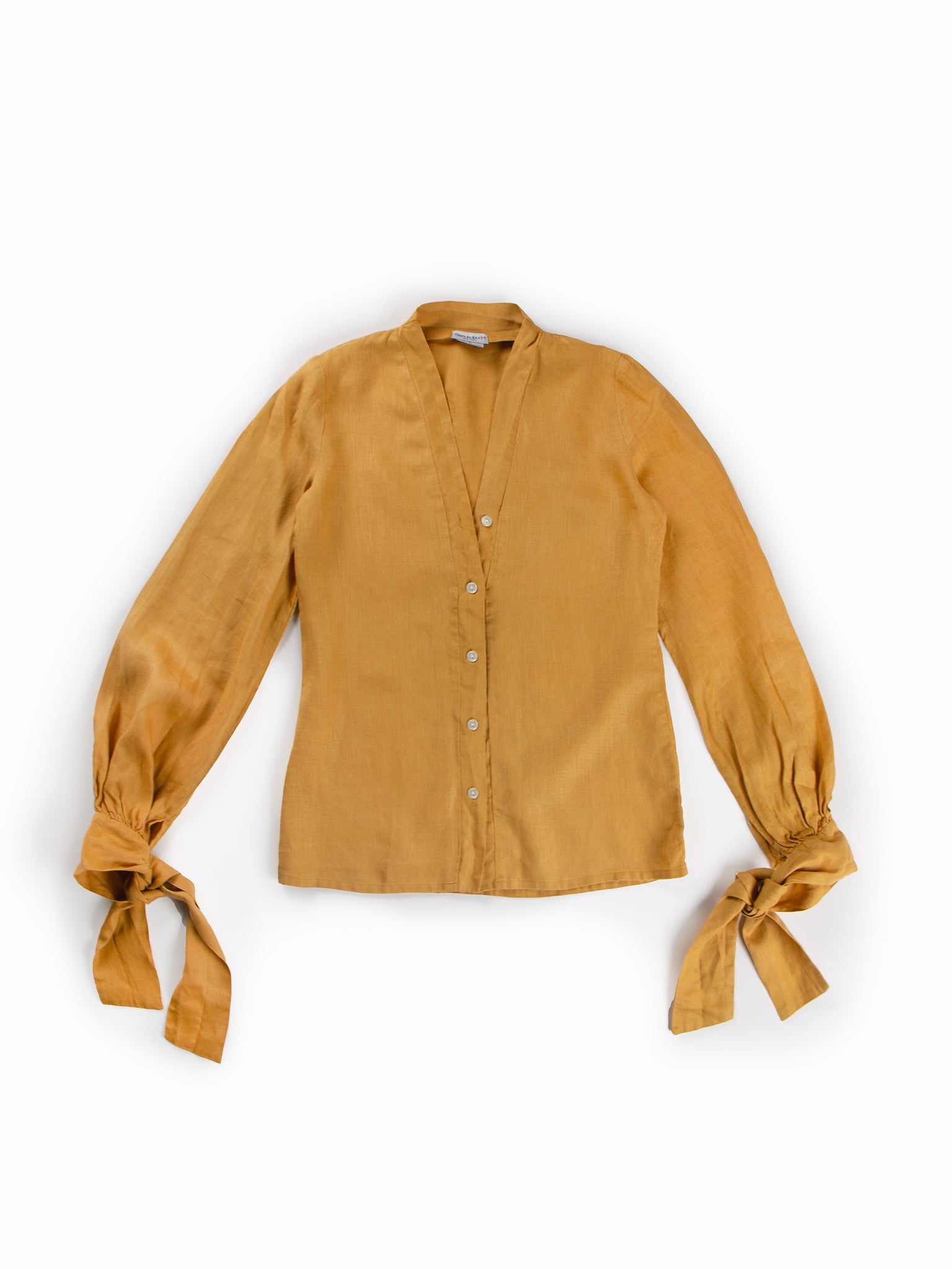 Linen Tie Sleeve Blouse