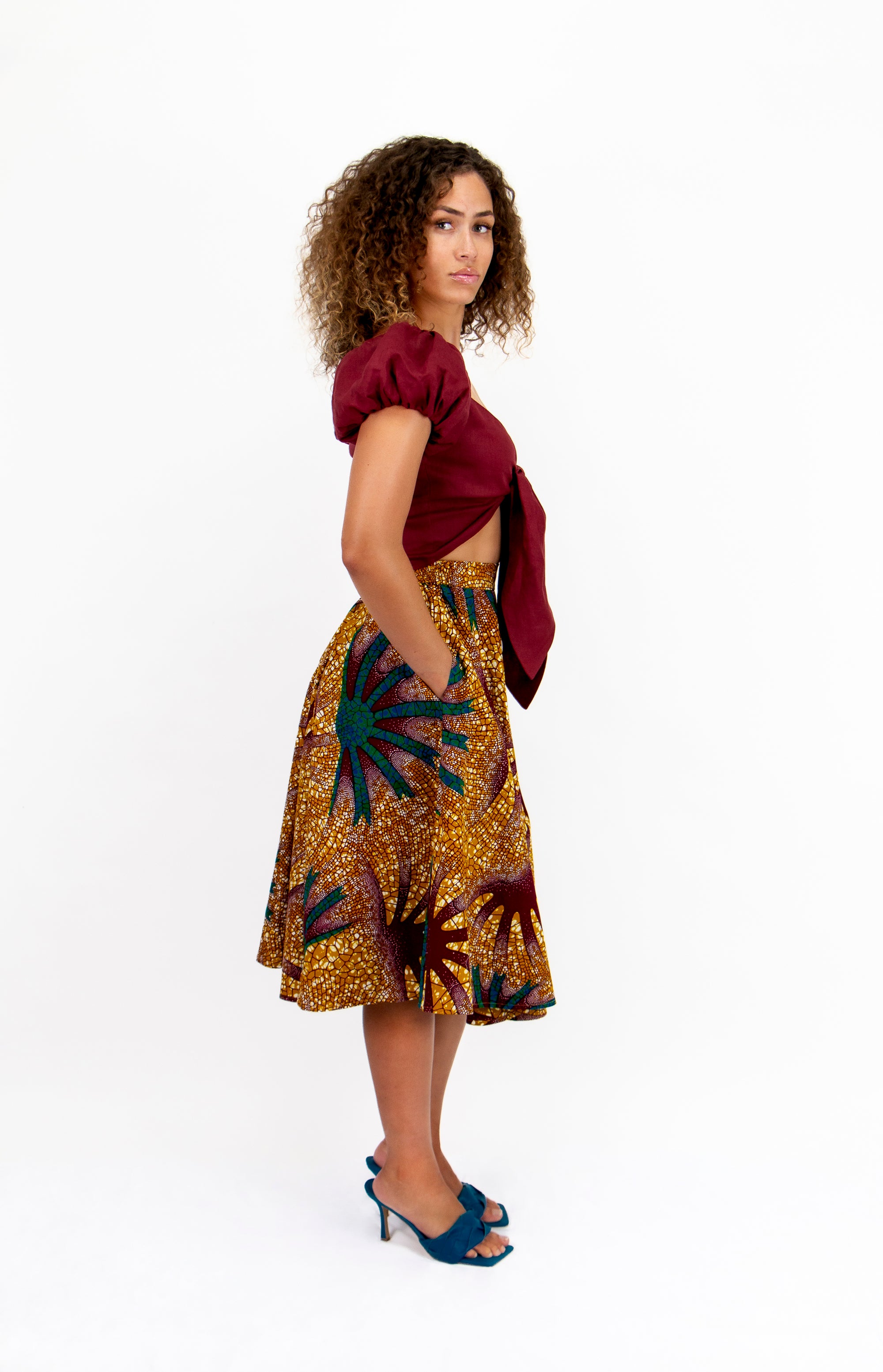 Golden Burst Midi Skirt