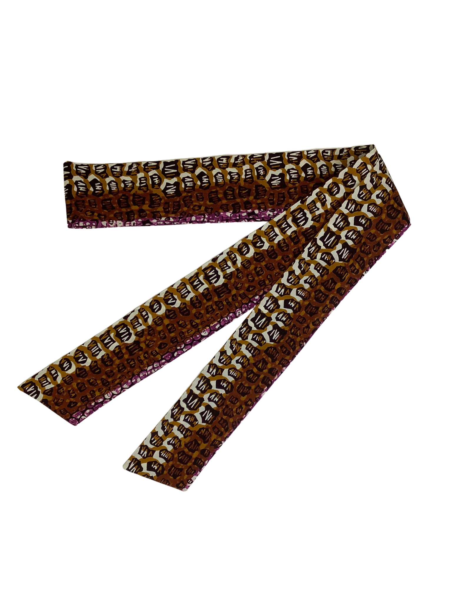 All-over Printed Sash Belt: Brown/Purple