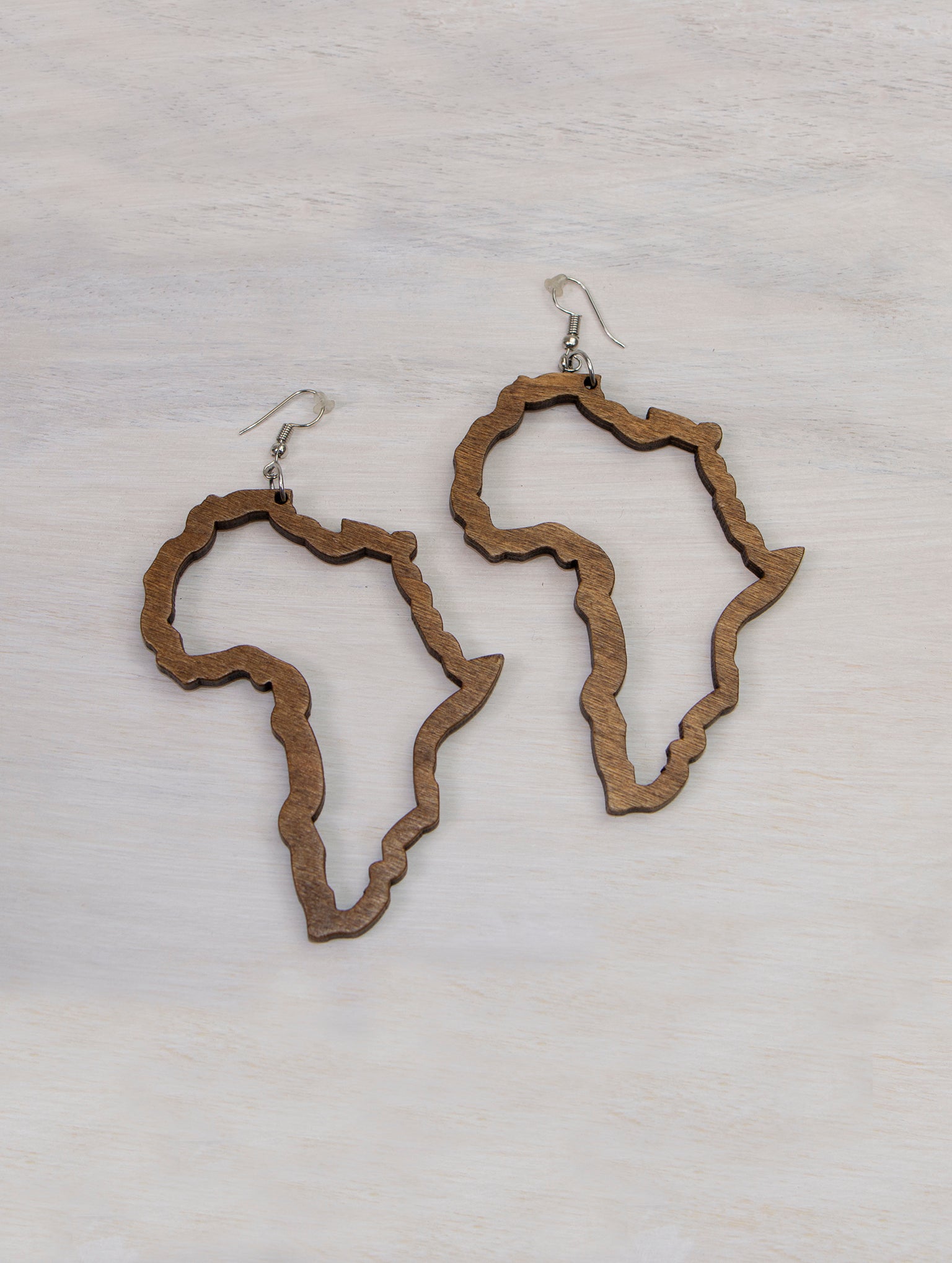 Africa Outline Wooden Earrings