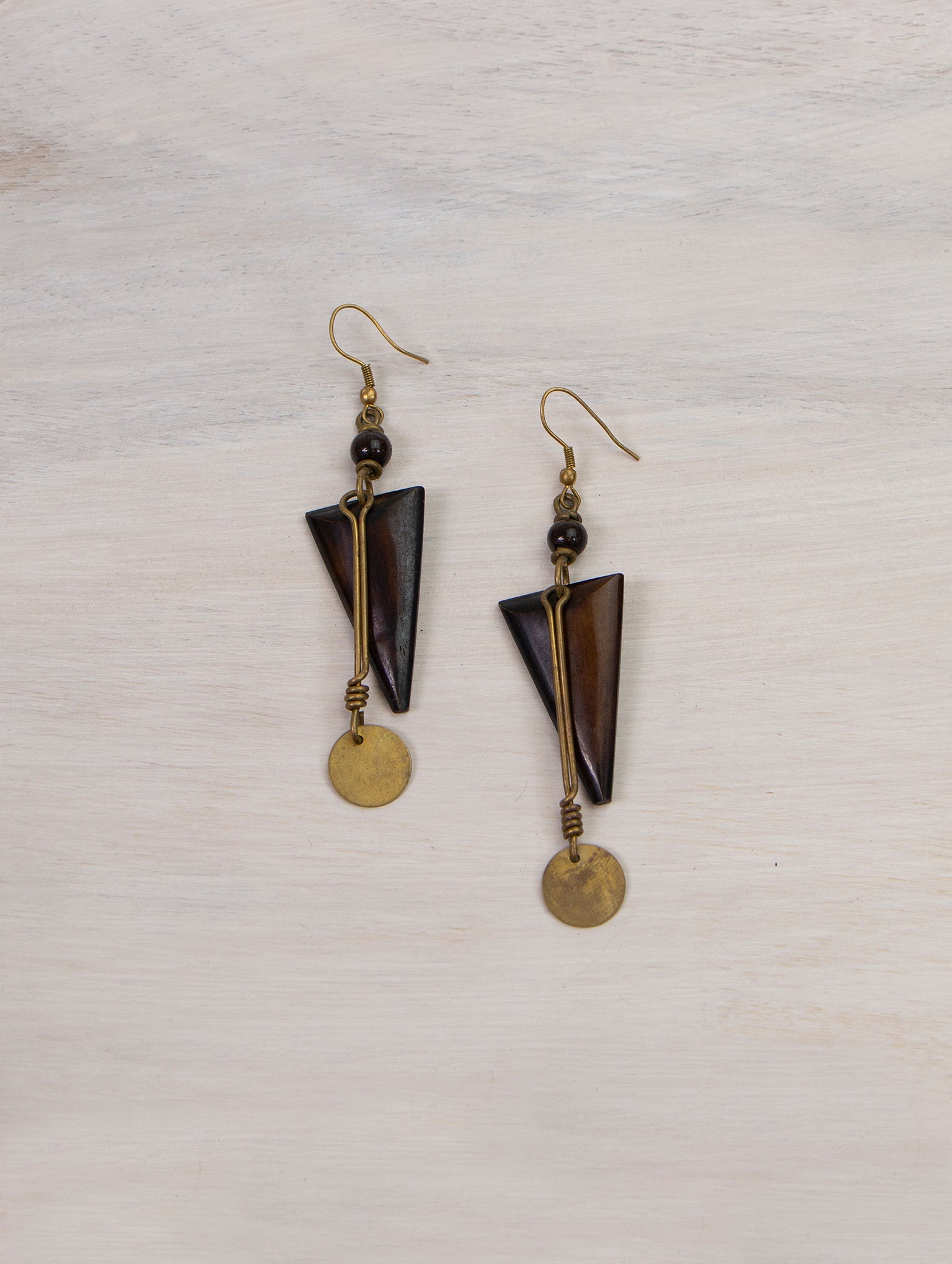 Wood and Brass Twi Earrings