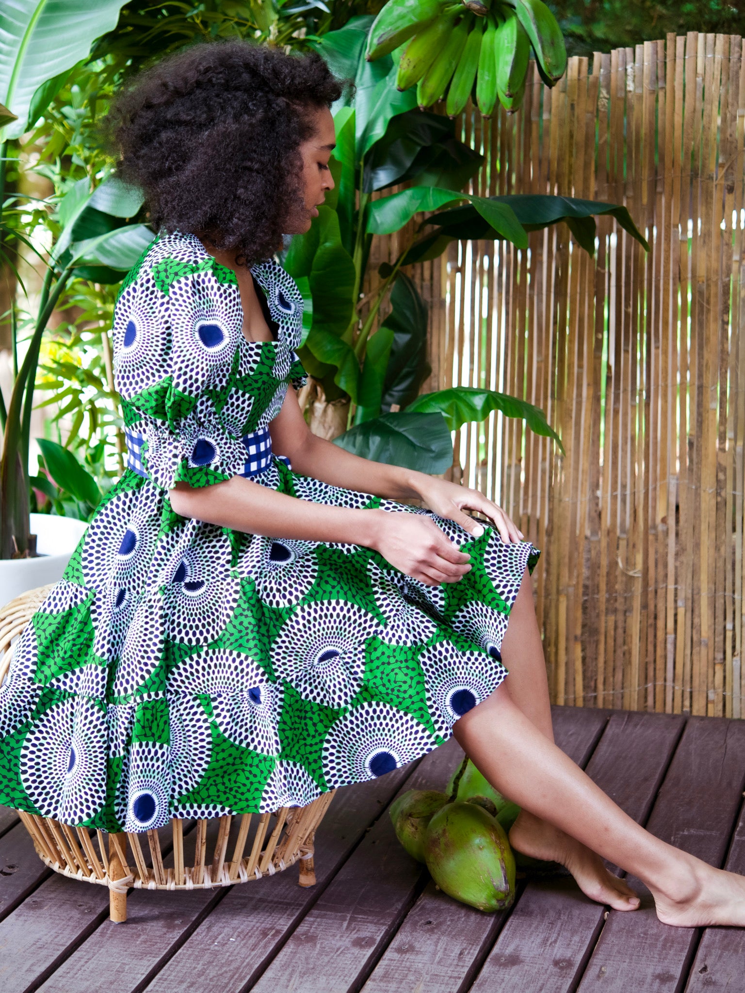 Summer Batik Dress: Green