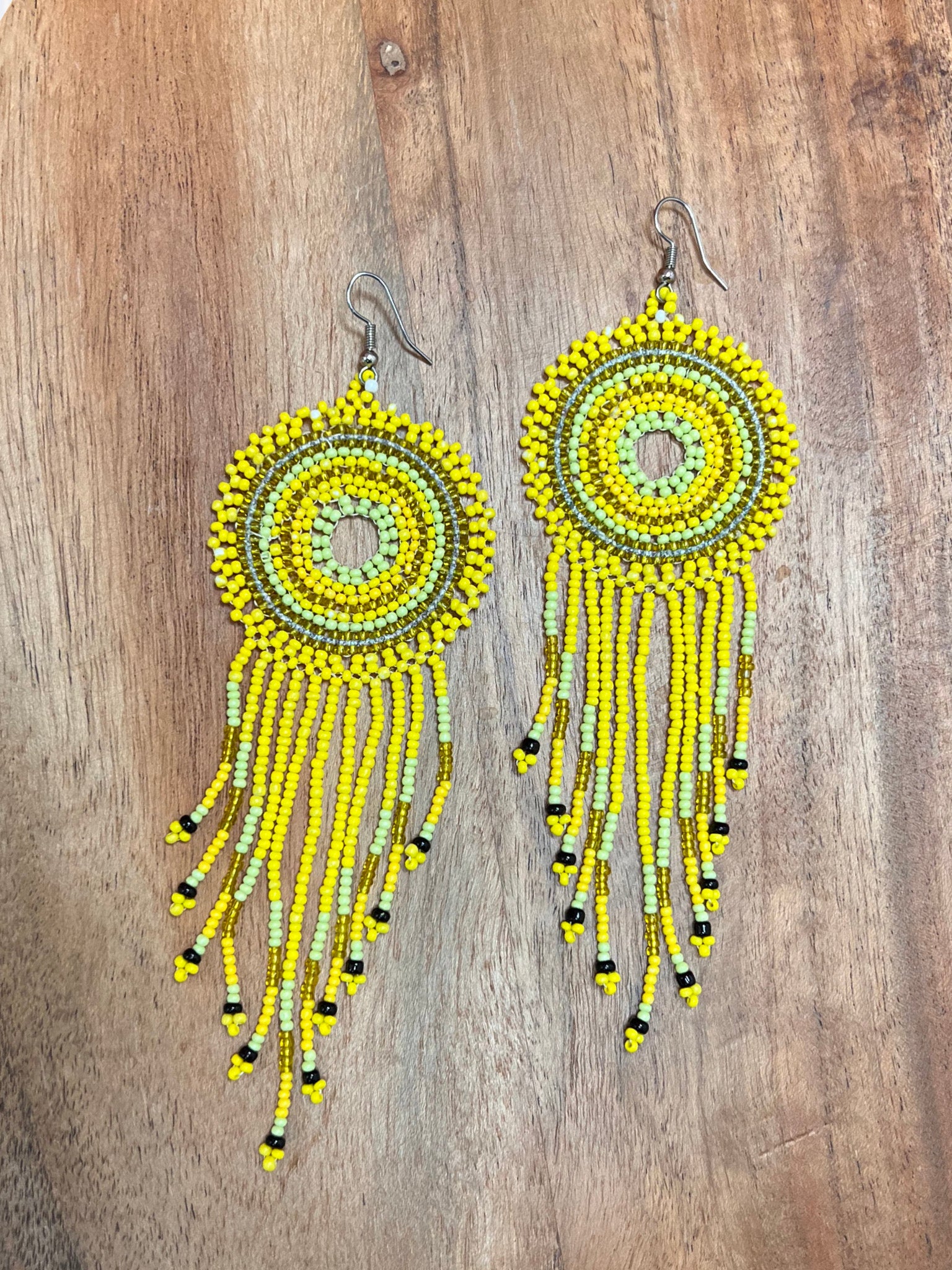 Tuscan Dream Beaded Earrings: Yellow